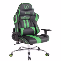 Fauteuil de bureau gamer - Design sportif - Massage chauffant - Coussins détachables - Noir/Vert