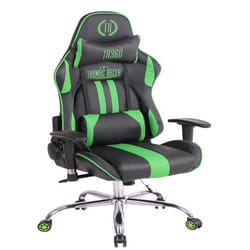 Fauteuil de bureau gamer - Design sportif - Massage chauffant - Coussins détachables - Noir/Vert