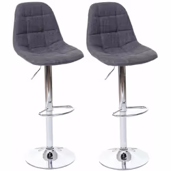2x tabourets de bar comptoir chaise haute en tissu gris foncé base et cadre en acier chromé Design moderne Réglable en hauteu ...