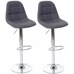 2x tabourets de bar comptoir chaise haute en tissu gris foncé base et cadre en acier chromé 040000106