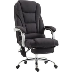 Fauteuil de bureau avec fonction massage et repose-pieds ajustables en tissu noir 100002592