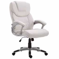 Fauteuil de bureau - Blanc - Réglable - Pivotant 360° - Fonction basculement - 5 roulettes