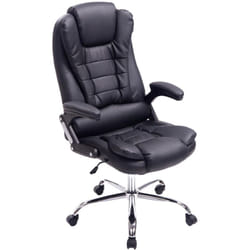 Fauteuil de bureau sur roulettes confortablement rembourrés avec accoudoirs en pvc noir et métal chromé 100002655