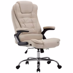 Fauteuil de bureau XXL - MARQUE - Modèle - Rembourré - Accoudoirs - Tissu crème
