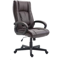 Fauteuil de bureau XL sur roulettes avec accoudoirs mécanisme d'inclinaison plastique PVC marron 100002716