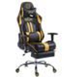 Fauteuil de bureau gamer avec repose pieds extensible mecanisme de bascule en PVC noir / jaune 10_0002745
