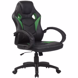Fauteuil de bureau - Design - Ergonomique - Similicuir vert - Réglable en hauteur - 5 roulettes