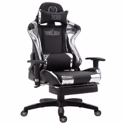 Fauteuil de bureau - Gamer - Noir/Blanc - Réglable en hauteur - Repose-pieds amovible - 150 kg max