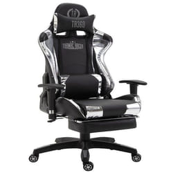Fauteuil de bureau - Gamer - Noir/Blanc - Réglable en hauteur - Repose-pieds amovible - 150 kg max