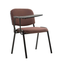 Chaise visiteur - Non spécifié - 10_0002772 - Tissu marron - Table rabattable - 4 pieds métal