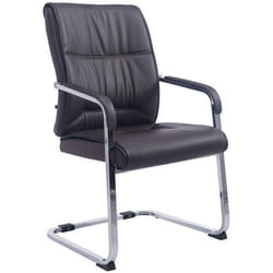 Fauteuil de bureau sans roulettes chaise visiteur sans roulettes jusqu a 260kg en PVC marron 10_0002774