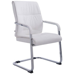 Fauteuil de bureau - Design - Chaise visiteur - PVC blanc - 260 kg - Accoudoirs ergonomiques