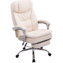 Fauteuil de bureau sur roulettes xl charge max 160 kg avec repose-pied ajustable assise en pvc crème 100002777