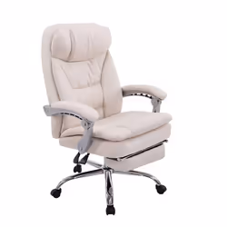 Fauteuil de bureau - Non spécifié - XL - Charge max 160 kg - Repose-pied ajustable - Tissu crème