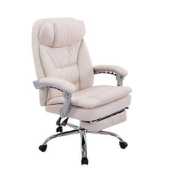 Fauteuil de bureau - Non spécifié - XL - Charge max 160 kg - Repose-pied ajustable - Tissu crème
