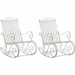 L'ensemble de chaises à bascule en fer forgé est un véritable accroche-regard. Que vous la disposiez dans le jardin, sur la t ...