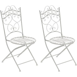 Décoshop26 - Lot de 2 chaises de jardin terrasse balcon design rustique en fer forgé blanc vieilli 100002862