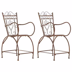 Chaise de jardin - Non spécifié - Lot de 2 - Fer marron vieilli - Accoudoirs confortables - Design rustique
