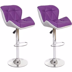 2x tabourets de bar chaise de comptoir hauteur réglable en synthétique violet cadre en acier chromé Rembourrage de siège conf ...