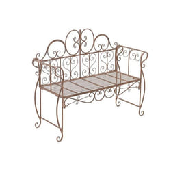 Banc de jardin - Design rustique - Métal marron vieilli - 128 cm - Confortable - 3 personnes