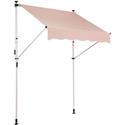 Store banne terrasse auvent à pince avec pied réglable installation sans perçage largeur 350 cm tube en acier tissu beige 100002972
