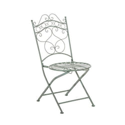 Chaise de jardin - Design rustique - Fer forgé - Vert vieilli - 1 personne - 92 cm de hauteur