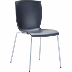 Chaise empilable - MARQUE - 10_0003023 - Plastique noir - Aluminium - Résistante aux intempéries