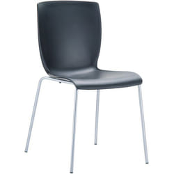 Chaise empilable - MARQUE - 10_0003023 - Plastique noir - Aluminium - Résistante aux intempéries