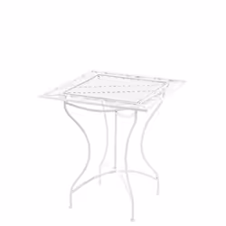Table de jardin - Design rustique - Fer forgé - Blanc - 60x60cm - Extérieur