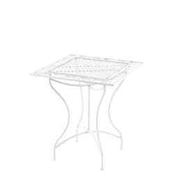 Table de jardin - Design rustique - Fer forgé - Blanc - 60x60cm - Extérieur