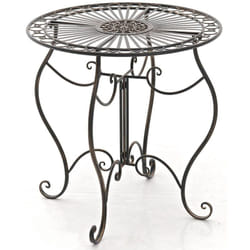 Table de jardin ronde style rustique en fer forgé bronze 100003042