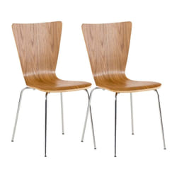 Lot de 2 chaises de cuisine salle à manger empilable en bois chêne et structure stable à quatre pieds en métal 100003073