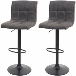 Lot de 2 chaises de bar tabourets de comptoir hauteur réglable en tissu effet daim gris foncé 040000121