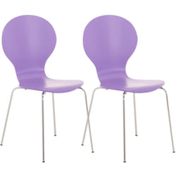 Lot de 2 chaises de cuisine salle à manger empilables dossier arrondi en bois violet et métal chromé 100003090