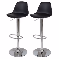 Tabourets de bar - [MARQUE] - Pivotant en similicuir noir - Réglable en hauteur - Base et cadre en acier chromé