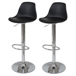 Tabourets de bar - [MARQUE] - Pivotant en similicuir noir - Réglable en hauteur - Base et cadre en acier chromé