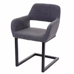 Chaise de salle à manger bureau visiteur sans roulette design retro en tissu gris pied en metal