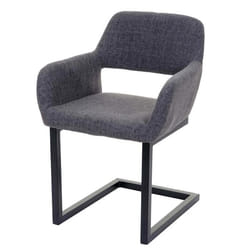Chaise de salle à manger bureau visiteur sans roulette design retro en tissu gris pied en metal