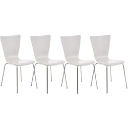 Lot de 4 chaises de cuisine salle à manger empilable en bois blanc et structure stable à quatre pieds en métal 100003166