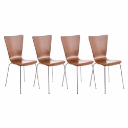 Chaises de cuisine - Non spécifié - Lot de 4 - Bois marron - Structure métal - Empilables