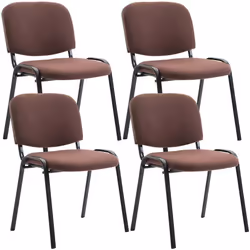 Chaises visiteur - Non spécifié - Lot de 4 - Tissu marron - Piétement métal noir - Design contemporain