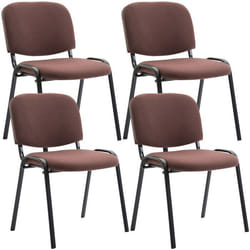 Chaises visiteur - Non spécifié - Lot de 4 - Tissu marron - Piétement métal noir - Design contemporain