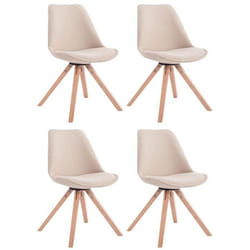 Chaises de salle à manger - Design Scandinave - Tissu crème - Pieds en bois clair - Lot de 4