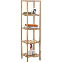 Décoshop26 - Etagère à 5 niveaux de rangement salle de bain 36x36x145 cm en bois noyer 100003212