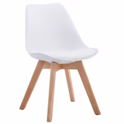 Chaise de salle à manger - Design Scandinave - PVC et Plastique - Piètement en Bois - Confortable et Moderne