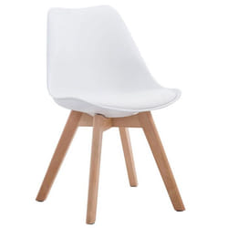 Chaise de salle à manger - Design Scandinave - PVC et Plastique - Piètement en Bois - Confortable et Moderne
