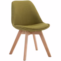 Chaise de salle à manger - Design Scandinave - Tissu Vert - Piètement Bois - Confort Optimal - 1 Place