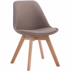 Chaise de salle à manger - Design Scandinave - Tissu Taupe - Piètement Bois Clair - Confort Optimal