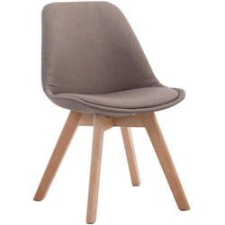 Chaise de salle à manger - Design Scandinave - Tissu Taupe - Piètement Bois Clair - Confort Optimal