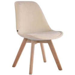 Chaise de salle à manger - Design Scandinave - Velours Crème - Piètement Bois - Confort Optimal - 1 Place